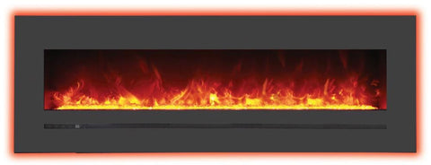 Image of WM-FML-60-6623-STL Linear Electric Fireplace with Deep Charcoal Colored Steel Surround