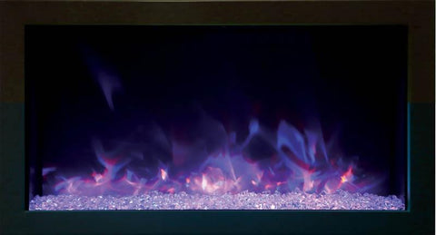 Image of BI-30-XTRASLIM – 30″ Extra Slim Indoor or Outdoor Built-In only Electric Fireplace with black steel surround