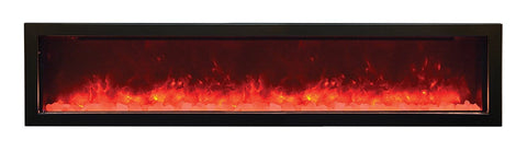 Image of WM-FML-34-4023-STL Linear Electric Fireplace with Deep Charcoal Colored Steel Surround