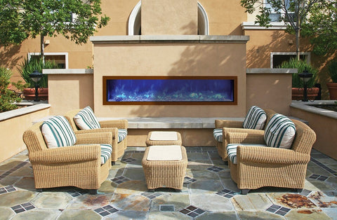 Image of 72″ Slim Electric Fireplace Built-in only with black steel surround
