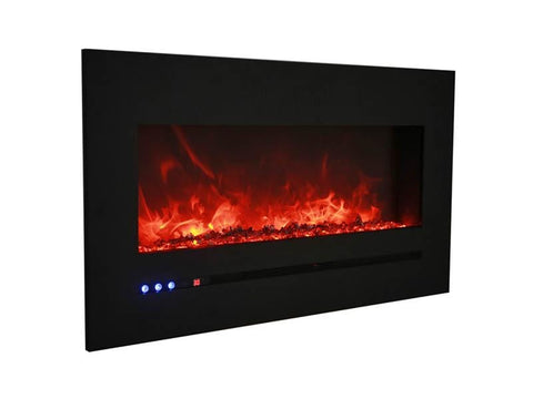 Image of WM-FML-60-6623-STL Linear Electric Fireplace with Deep Charcoal Colored Steel Surround