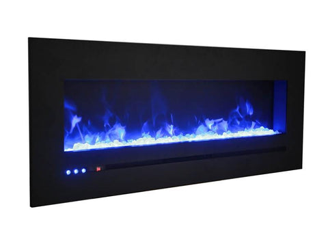 Image of WM-FML-60-6623-STL Linear Electric Fireplace with Deep Charcoal Colored Steel Surround