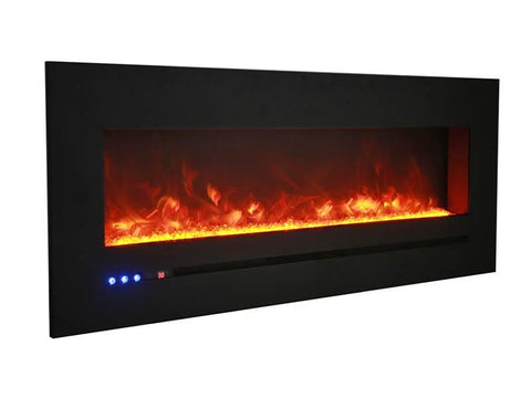 Image of WM-FML-60-6623-STL Linear Electric Fireplace with Deep Charcoal Colored Steel Surround