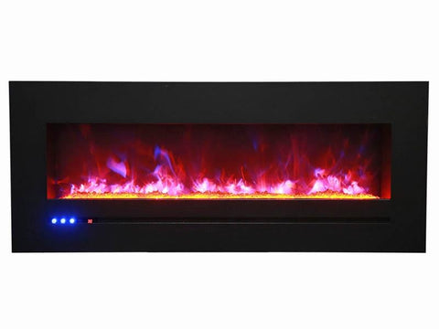 Image of WM-FML-60-6623-STL Linear Electric Fireplace with Deep Charcoal Colored Steel Surround