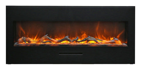 Image of WM-FM-50-BG Wall Mount or Flush Mount Electric Fireplace with Glass Surround