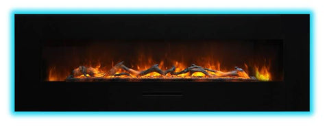 Image of WM-FM-60-7023-BG Wall Mount or Flush Mount Electric Fireplace with Glass Surround