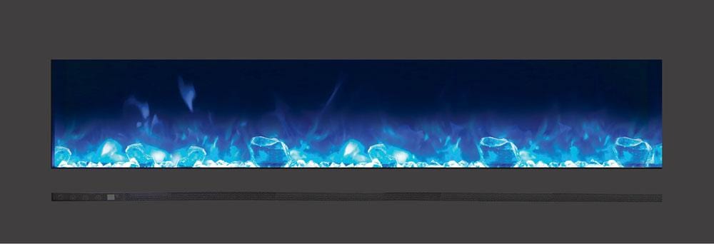 WM-FML-60-6623-STL Linear Electric Fireplace with Deep Charcoal Colored Steel Surround