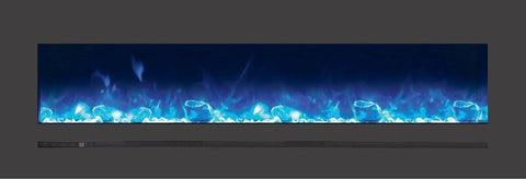 Image of WM-FML-60-6623-STL Linear Electric Fireplace with Deep Charcoal Colored Steel Surround
