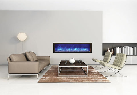 Image of 60″ Slim Electric Fireplace Built-in only with black steel surround