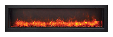Image of 60″ Slim Electric Fireplace Built-in only with black steel surround