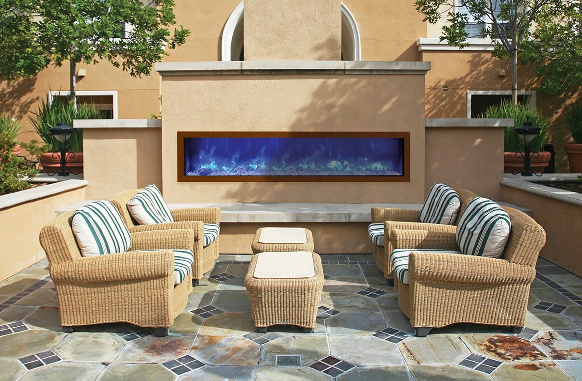 72″ Slim Electric Fireplace Built-in only with black steel surround
