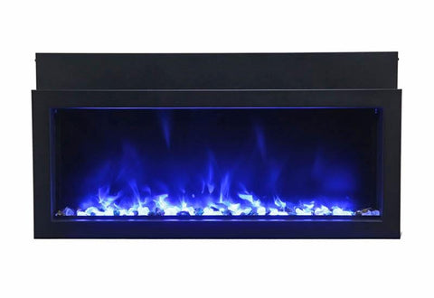 Image of BI-60-XTRASLIM – 60″ Extra Slim Indoor or Outdoor Built-In only Electric Fireplace with black steel surround