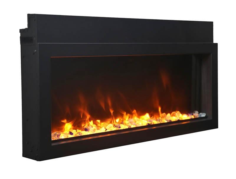 BI-30-XTRASLIM – 30″ Extra Slim Indoor or Outdoor Built-In only Electric Fireplace with black steel surround