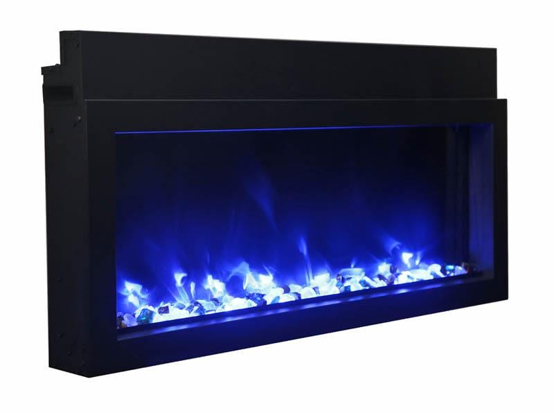 BI-30-XTRASLIM – 30″ Extra Slim Indoor or Outdoor Built-In only Electric Fireplace with black steel surround