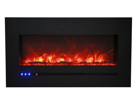 Image of WM-FML-60-6623-STL Linear Electric Fireplace with Deep Charcoal Colored Steel Surround