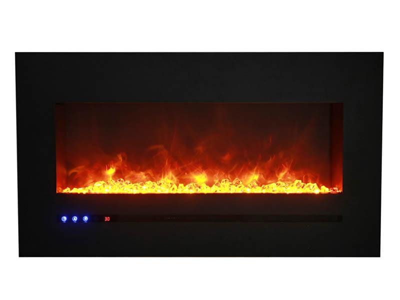 WM-FML-60-6623-STL Linear Electric Fireplace with Deep Charcoal Colored Steel Surround