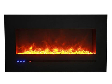 Image of WM-FML-60-6623-STL Linear Electric Fireplace with Deep Charcoal Colored Steel Surround
