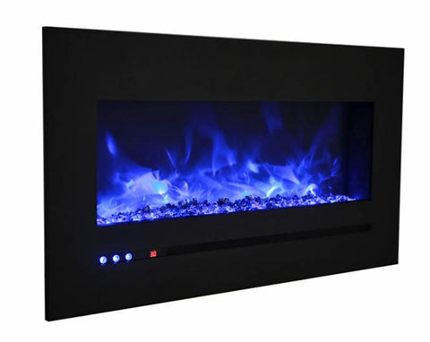 Image of WM-FML-60-6623-STL Linear Electric Fireplace with Deep Charcoal Colored Steel Surround