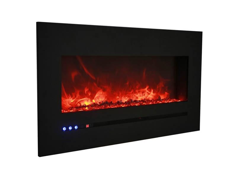 WM-FML-60-6623-STL Linear Electric Fireplace with Deep Charcoal Colored Steel Surround