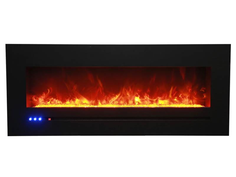 WM-FML-60-6623-STL Linear Electric Fireplace with Deep Charcoal Colored Steel Surround
