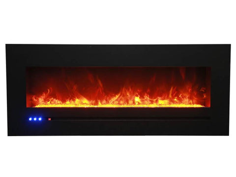 Image of WM-FML-60-6623-STL Linear Electric Fireplace with Deep Charcoal Colored Steel Surround