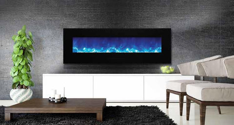 Image of WM-FM-60-7023-BG Wall Mount or Flush Mount Electric Fireplace with Glass Surround