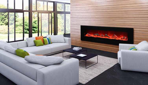 Image of WM-FM-72-8123-BG Wall Mount or Flush Mount Electric Fireplace with Glass Surround