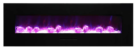 Image of WM-FM-60-7023-BG Wall Mount or Flush Mount Electric Fireplace with Glass Surround