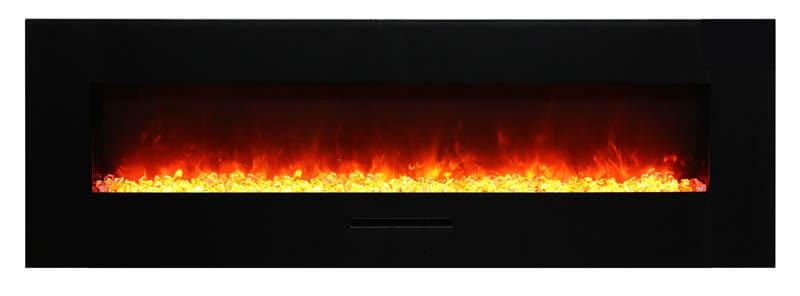 WM-FM-60-7023-BG Wall Mount or Flush Mount Electric Fireplace with Glass Surround
