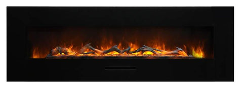 Image of WM-FM-60-7023-BG Wall Mount or Flush Mount Electric Fireplace with Glass Surround