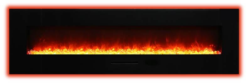 WM-FM-72-8123-BG Wall Mount or Flush Mount Electric Fireplace with Glass Surround