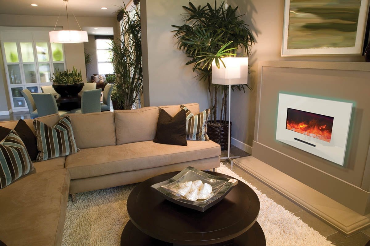WM-FM-26-3623-BG Wall Mount or Flush Mount Electric Fireplace with Glass Surround