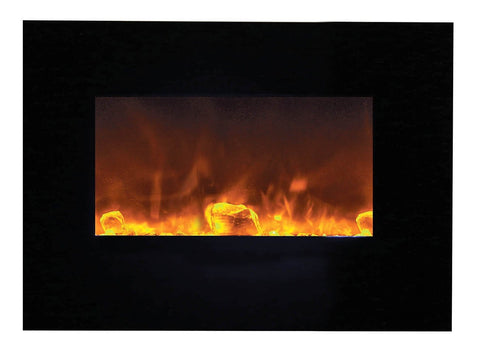 Image of WM-FM-26-3623-BG Wall Mount or Flush Mount Electric Fireplace with Glass Surround