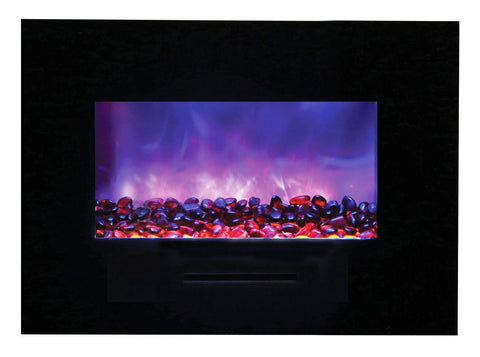 Image of WM-FM-26-3623-BG Wall Mount or Flush Mount Electric Fireplace with Glass Surround