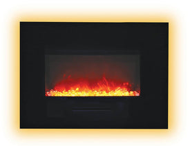 WM-FM-26-3623-BG Wall Mount or Flush Mount Electric Fireplace with Glass Surround
