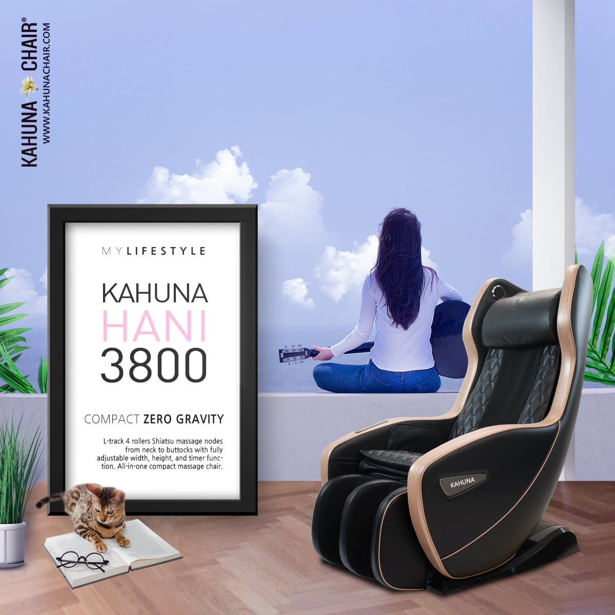 L-Track Zero Gravity Compact Kahuna Massage Chair, Hani3800