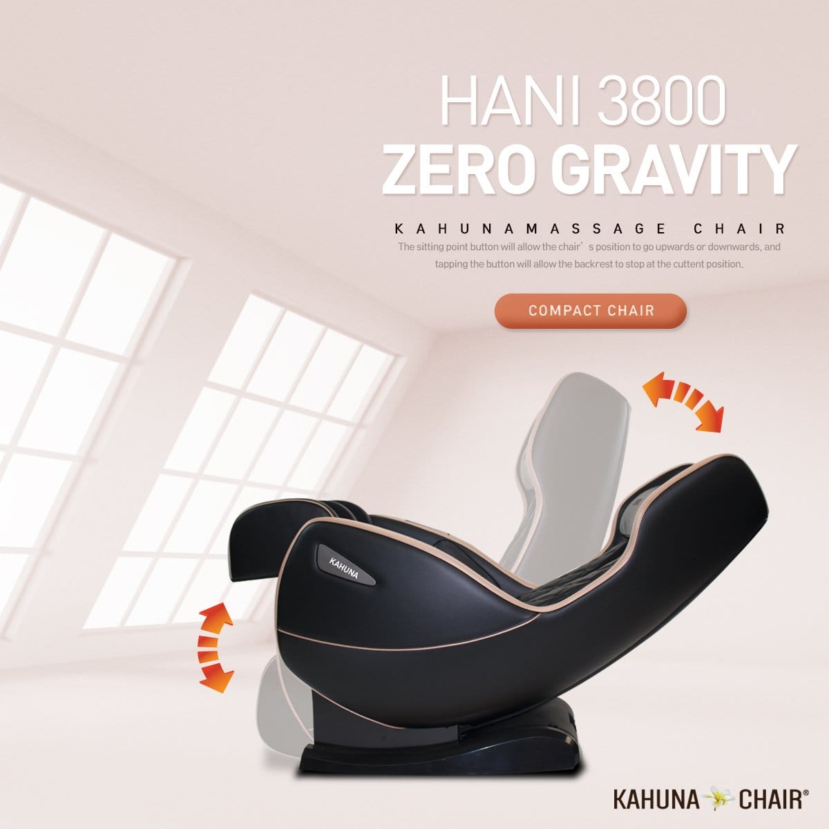 L-Track Zero Gravity Compact Kahuna Massage Chair, Hani3800