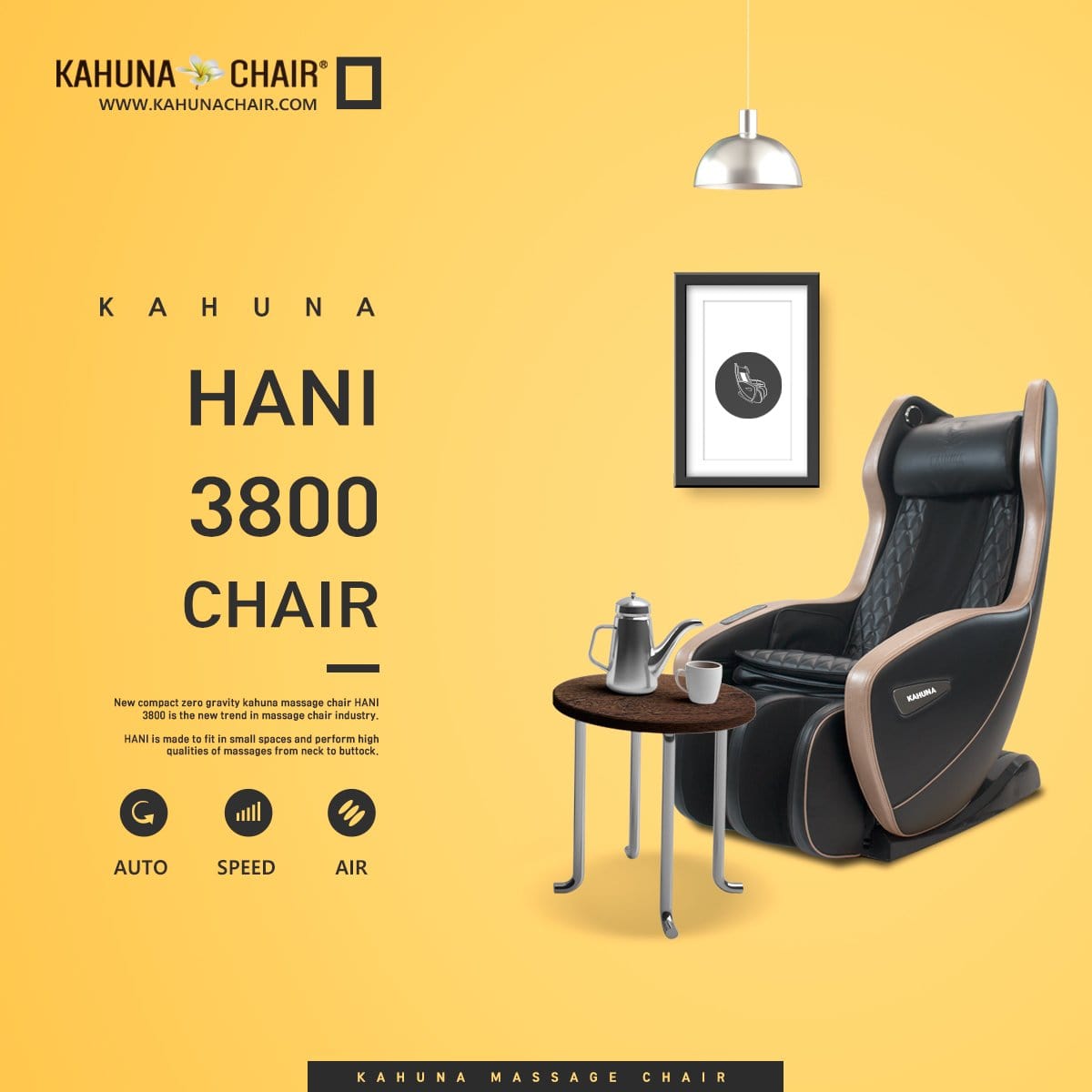 L-Track Zero Gravity Compact Kahuna Massage Chair, Hani3800